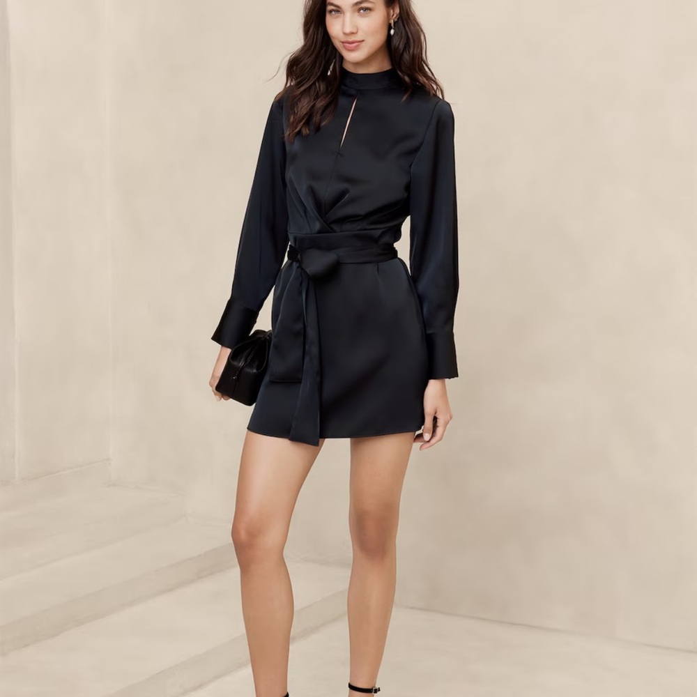Elegant Black Satin Dress